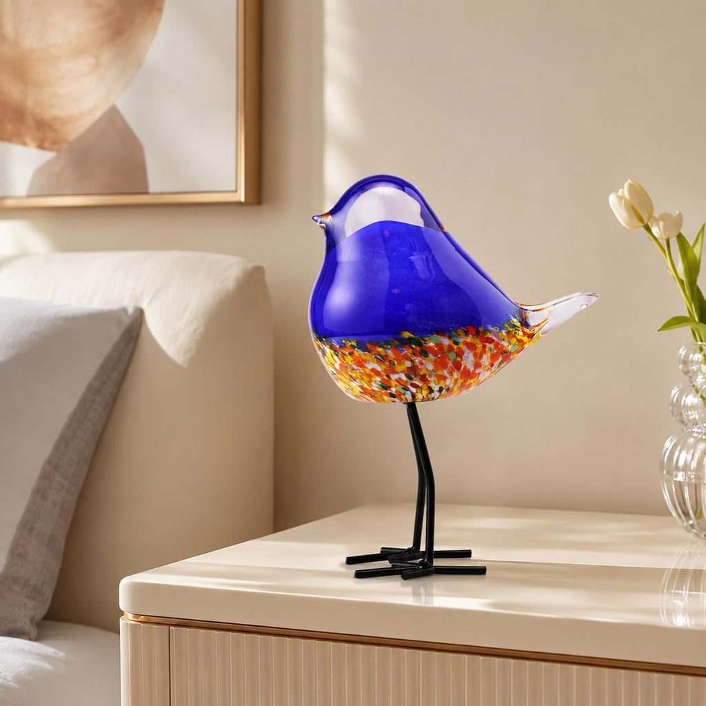 Glass Bird Figurine Ironleg Hand Blown Art Home Decor Gift