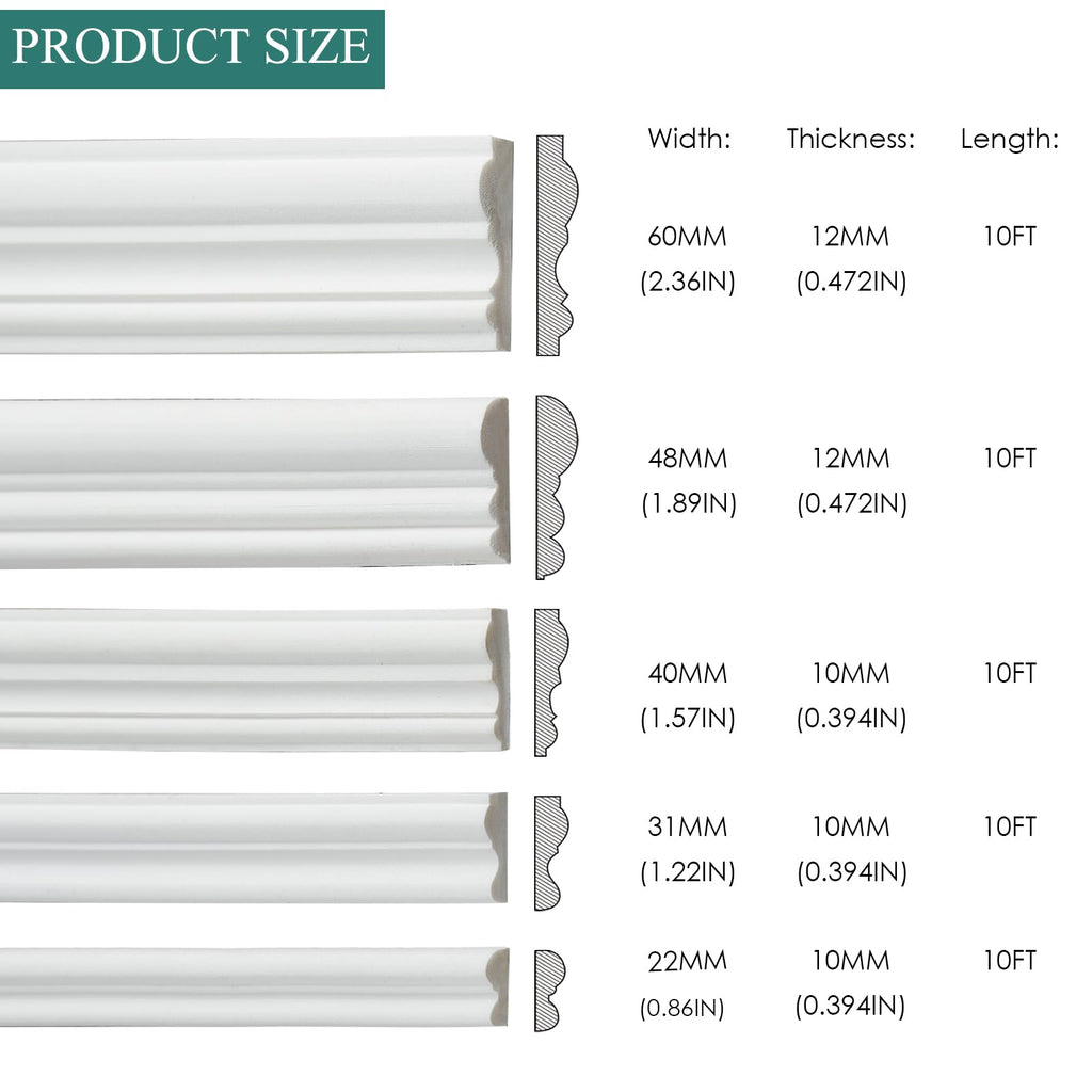 DIY Arch Panelling Paintable Matte Foaming Peel and Stick , Self Adhesive Wainscoting Panels Flexible Chair Rail