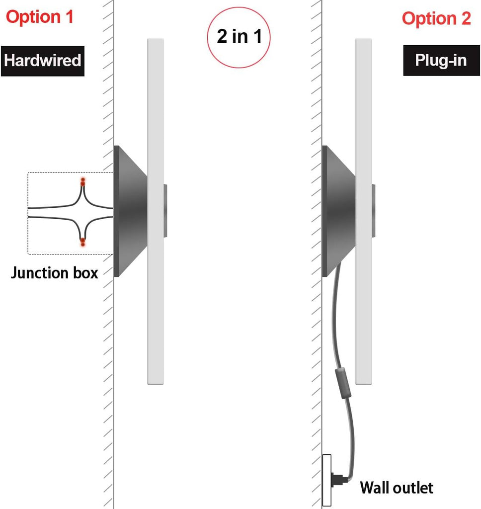 Modern Wall Sconces Set of 2, Wall Sconce Plug in 12W LED 6000K Cool White Acrylic Wall Mounted Light Wall Lights