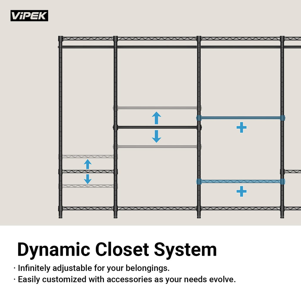V5 Plus Heavy Duty Clothes Rack, Large Modular Closet System, Black