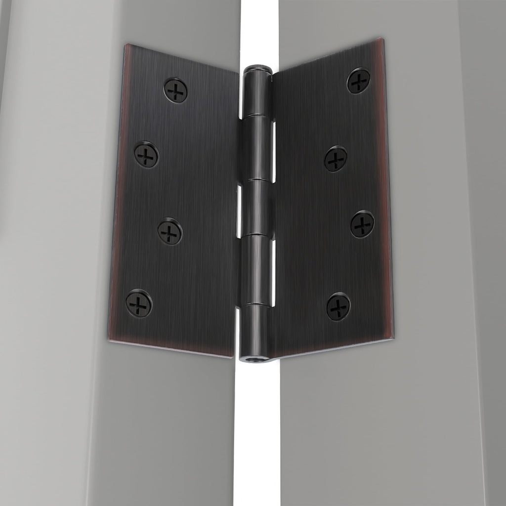 12 Pack Interior and Exterior Door Hinges, Oil Rubbed Bronze Door Hinges 4 inch x 4 inch with Square Corners