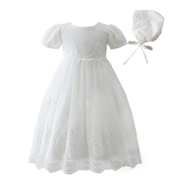 Baby Girl Christening Baptism Dress Long Blessing Gowns White Wedding Dresses (, White)