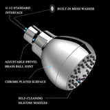 High Pressure Shower Head 3 Inches Anti-clog Anti-leak Fixed Showerhead Chrome with Adjustable Swivel Brass Ball Joint