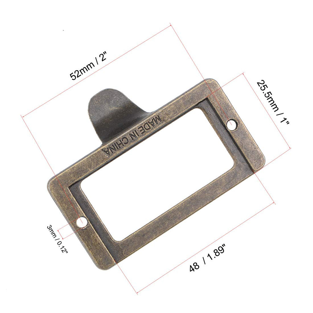 Label Holder Pull Handles, Vintage Zinc Alloy Label Frame Drawer Knobs for Cabinet Cupboard, Bronze Tone 59x31mm Pack