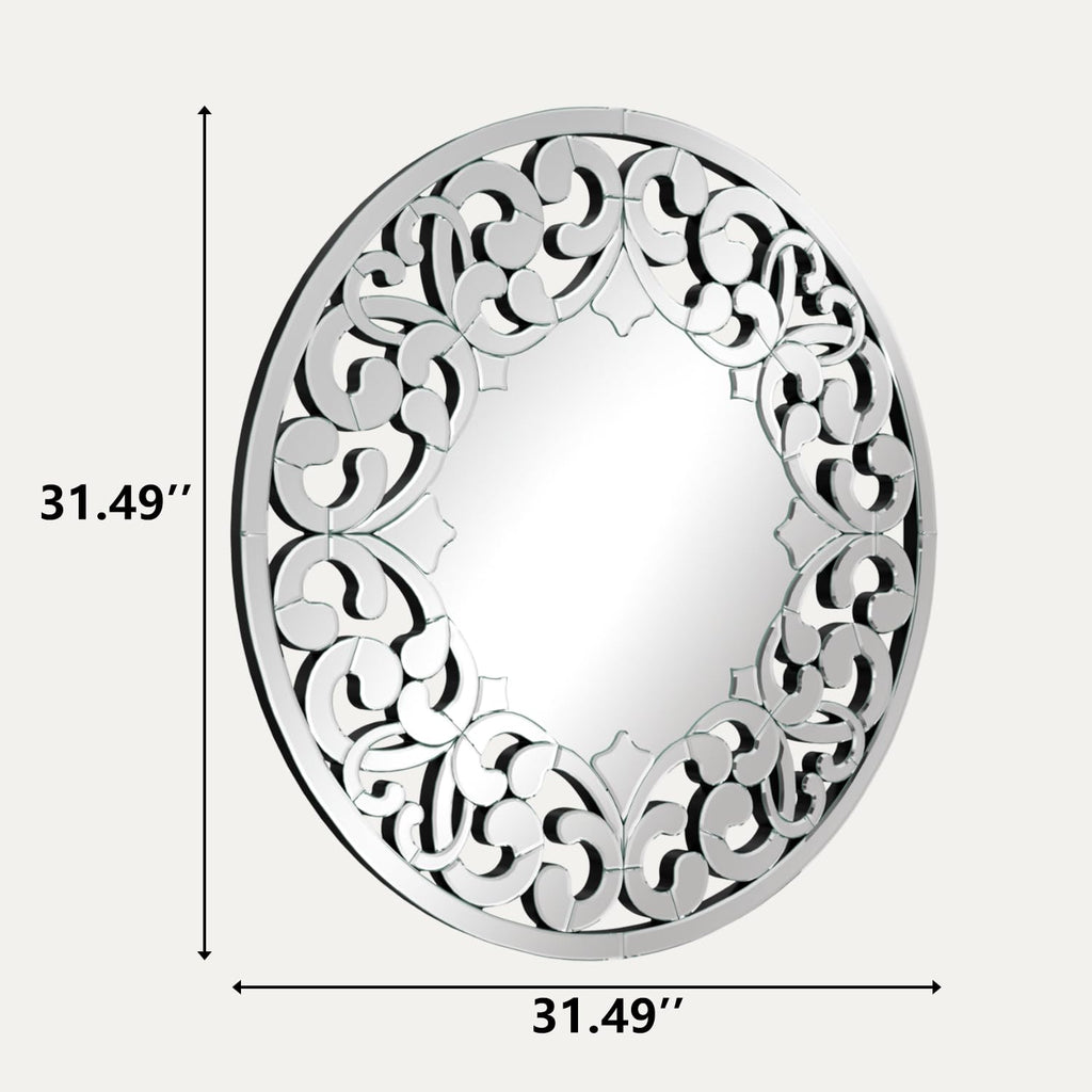 Round Wall Mirror 32 Inch Modern Silver Decorative Mirror