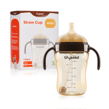 Weighted Straw Cup with Handles Toddlers Transition Bottles to Sippy Cups No Spill Learner Milk Water Baby Bottle