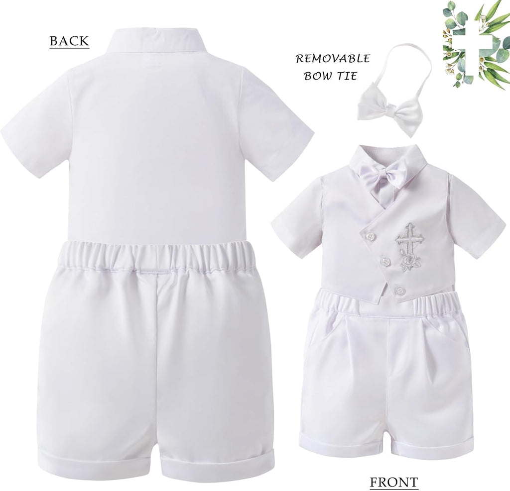 Christening Baptism Outfits for Boys Formal Dress White Baby Suit