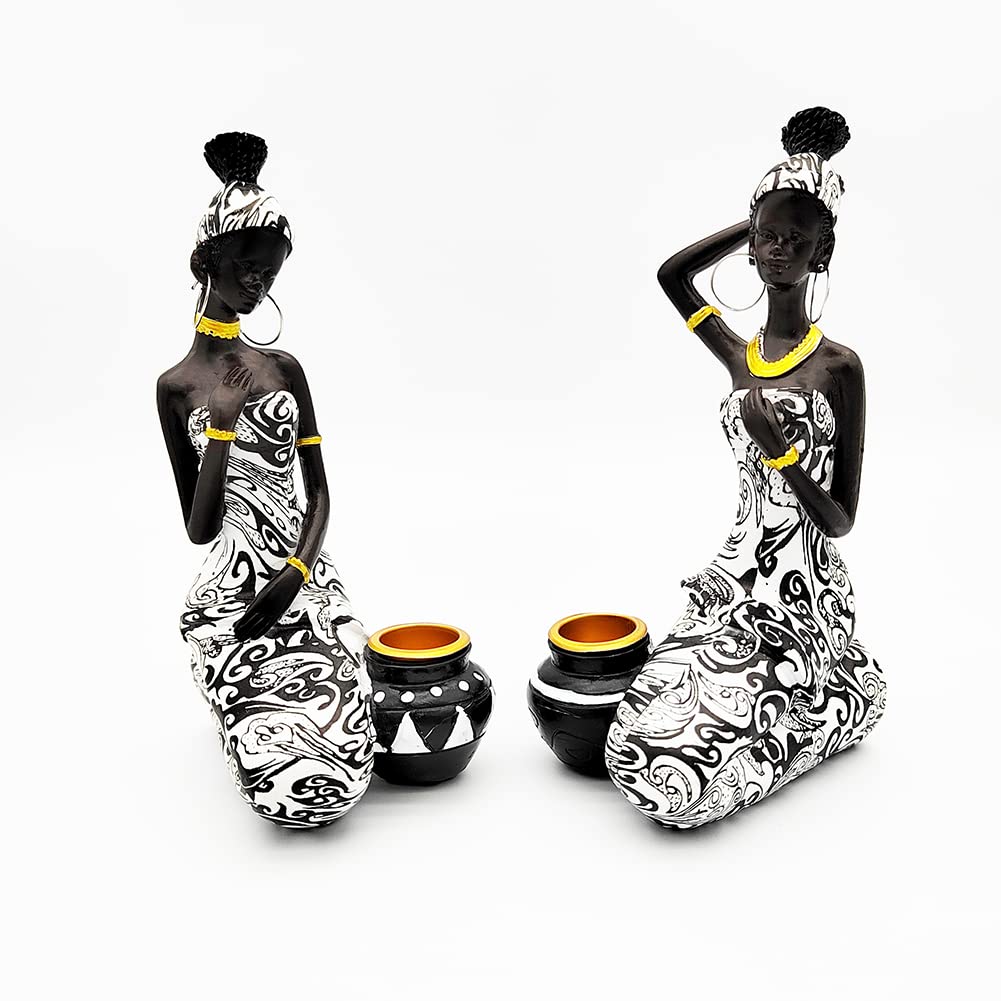 African Statues Art Sculptures Women Figure Girls Tribal Lady Figurine Black Women Home Decor Collectible Creative