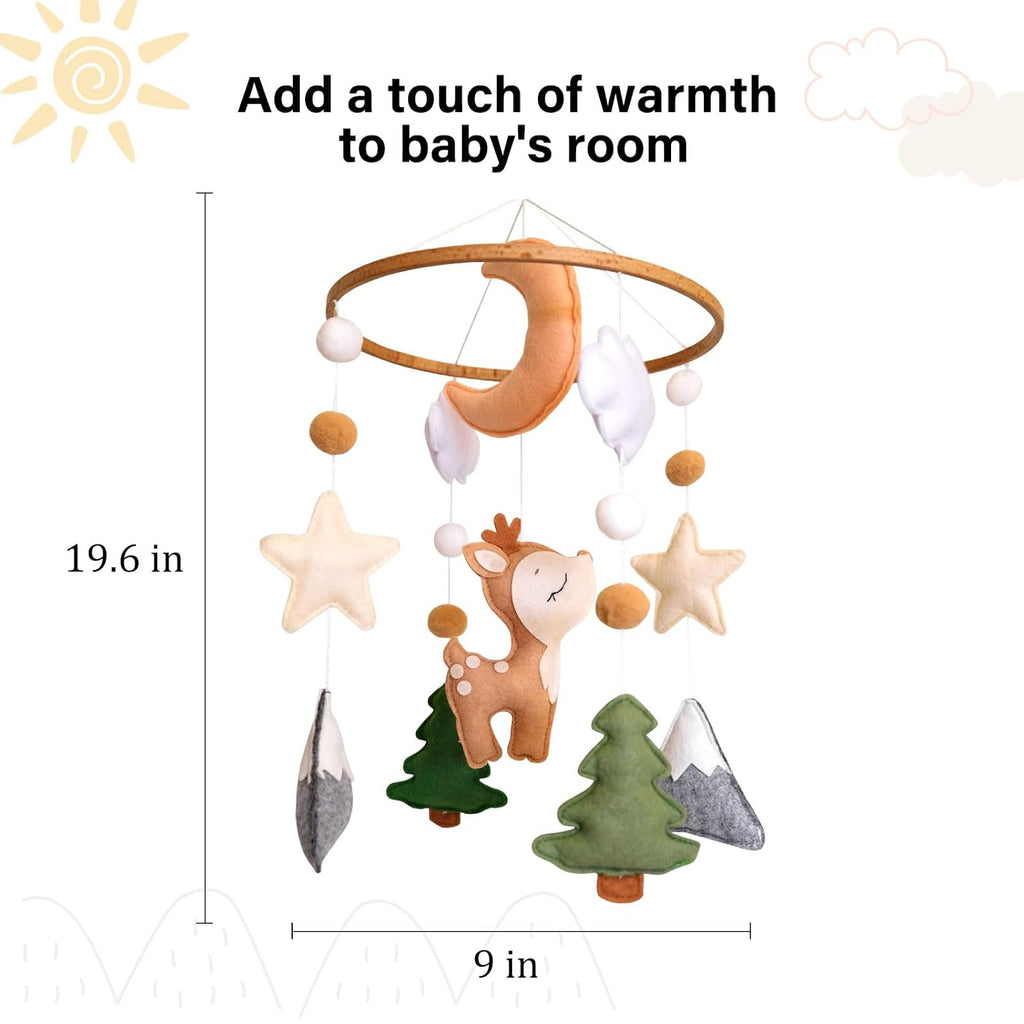 Woodland Baby Crib Mobile, Deer Baby Mobile for Crib Boys & Girls, Fawn Nursery Mobile, Forest Theme Baby Nursery