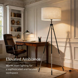 Tripod Floor Lamp with Remote Control, Stepless Dimmable Tall Floor Lamp with Fabric Shade