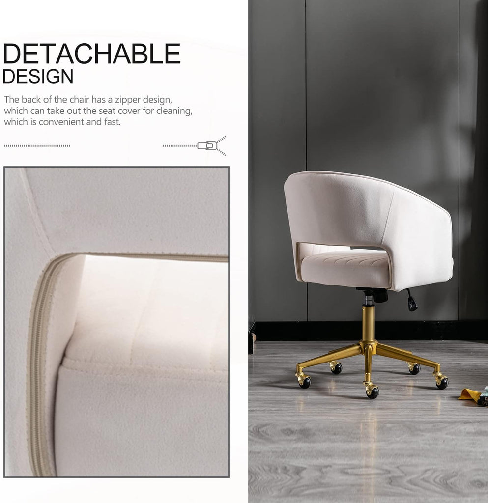 Velvet Office Desk Chair, Upholstered Home Office Desk Chairs with Adjustable Swivel Wheels, Ergonomic for Living