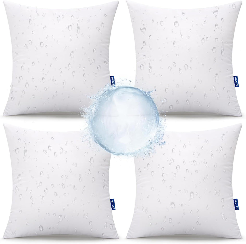 18x18 Outdoor Pillows,Set of 4 Throw Pillows Waterproof,Soft Support Throw Inserts Decorative Water Resistant