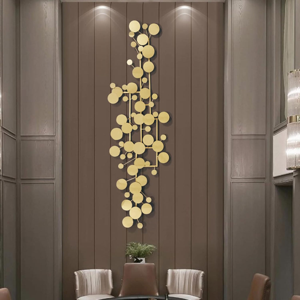 Modern Metal Wall Art | 3D Geometric Sculpture 59"×20" | Gold Luxury Wall Decor Accent, Indoor Use, Hanging Kit
