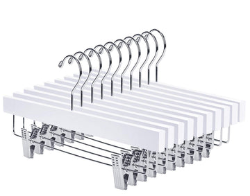 Wooden Pants Hangers, White, Pack of 10