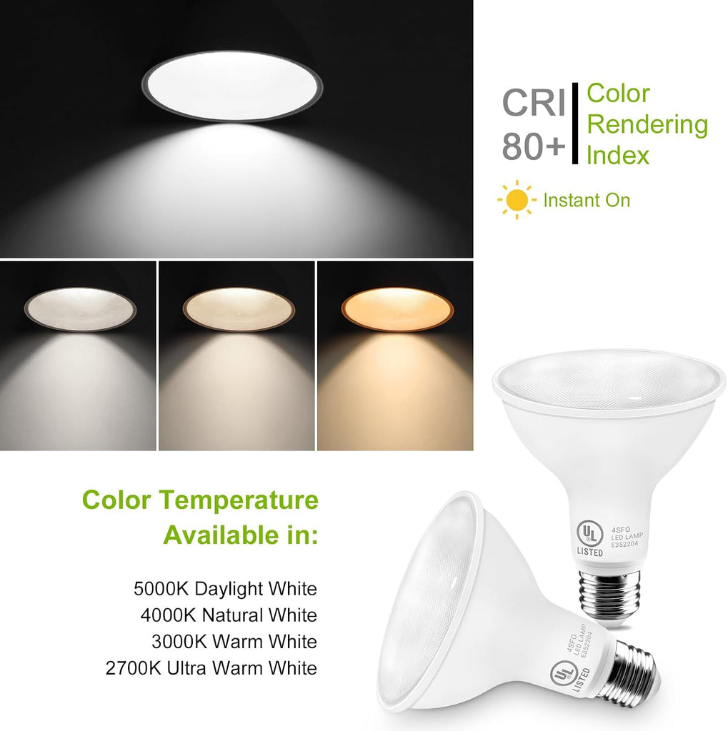 11W Par30 LED Bulb (75W Equivalent), UL Listed, 5000K Daylight White Dimmable Flood Light Bulbs, 850 Lumens, E26