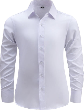 Boys Button Down Shirt Long Sleeve Dress Shirts Way Stretch