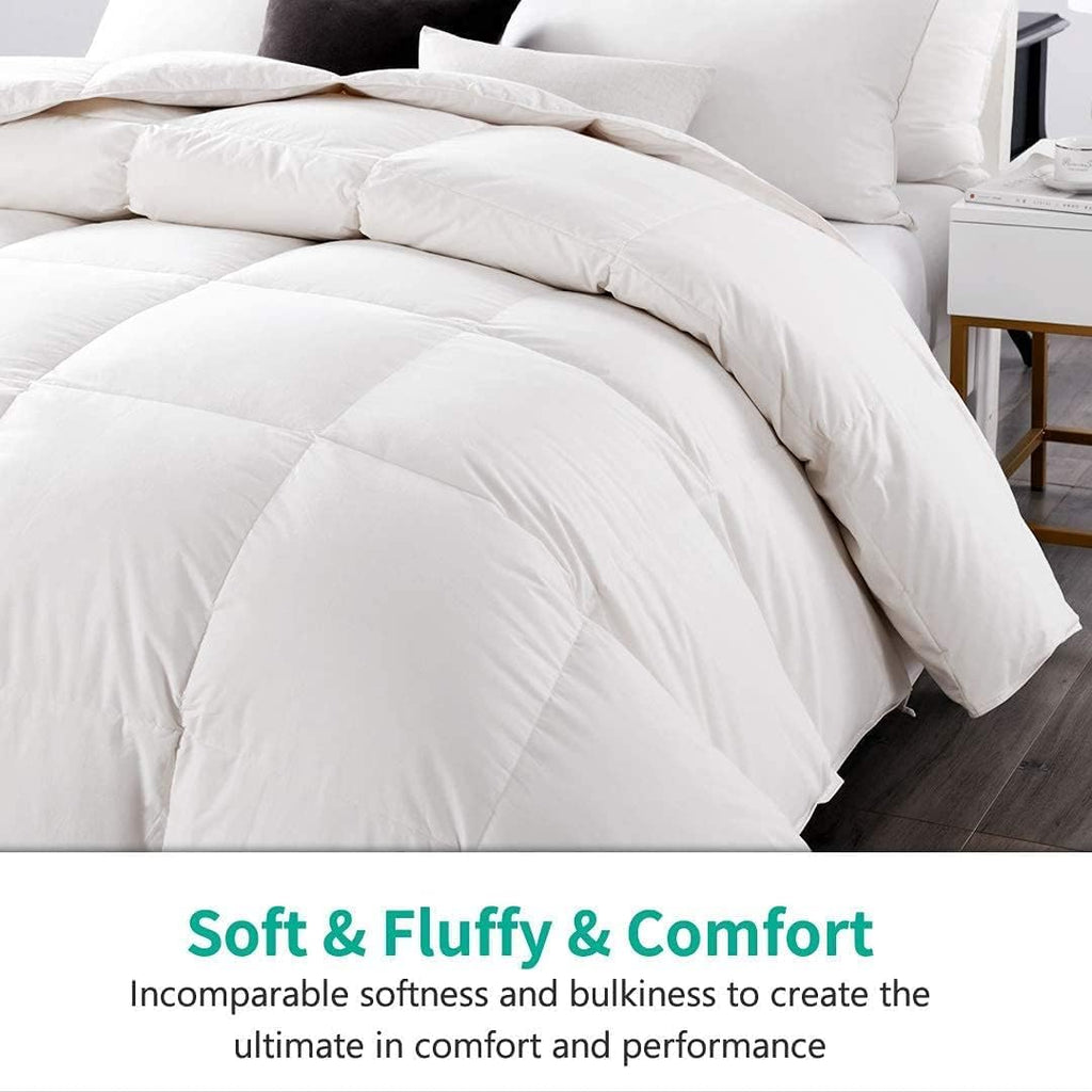 Down Comforter Queen, All Season Duvet Insert, 100% Organic Cotton Cover