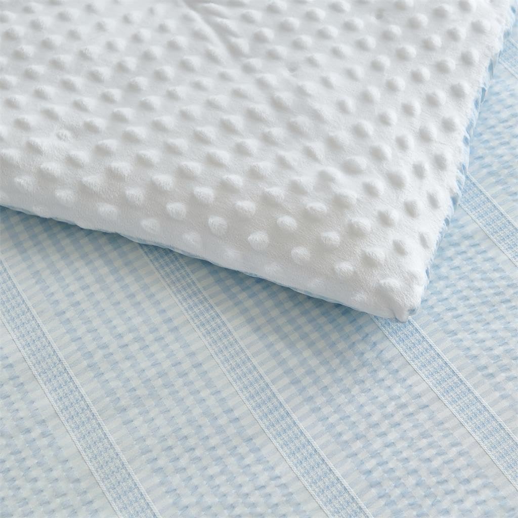 Boho Comforter Set 2 Pieces Sky Blue Stripe Bedding Set