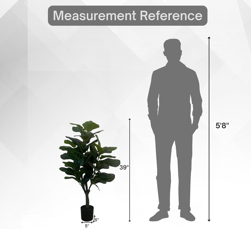 3ft Artificial Fiddle Leaf Fig Tree, Realistic Leaves Faux Ficus Lyrata Floor Plant Home, Living Room and Office