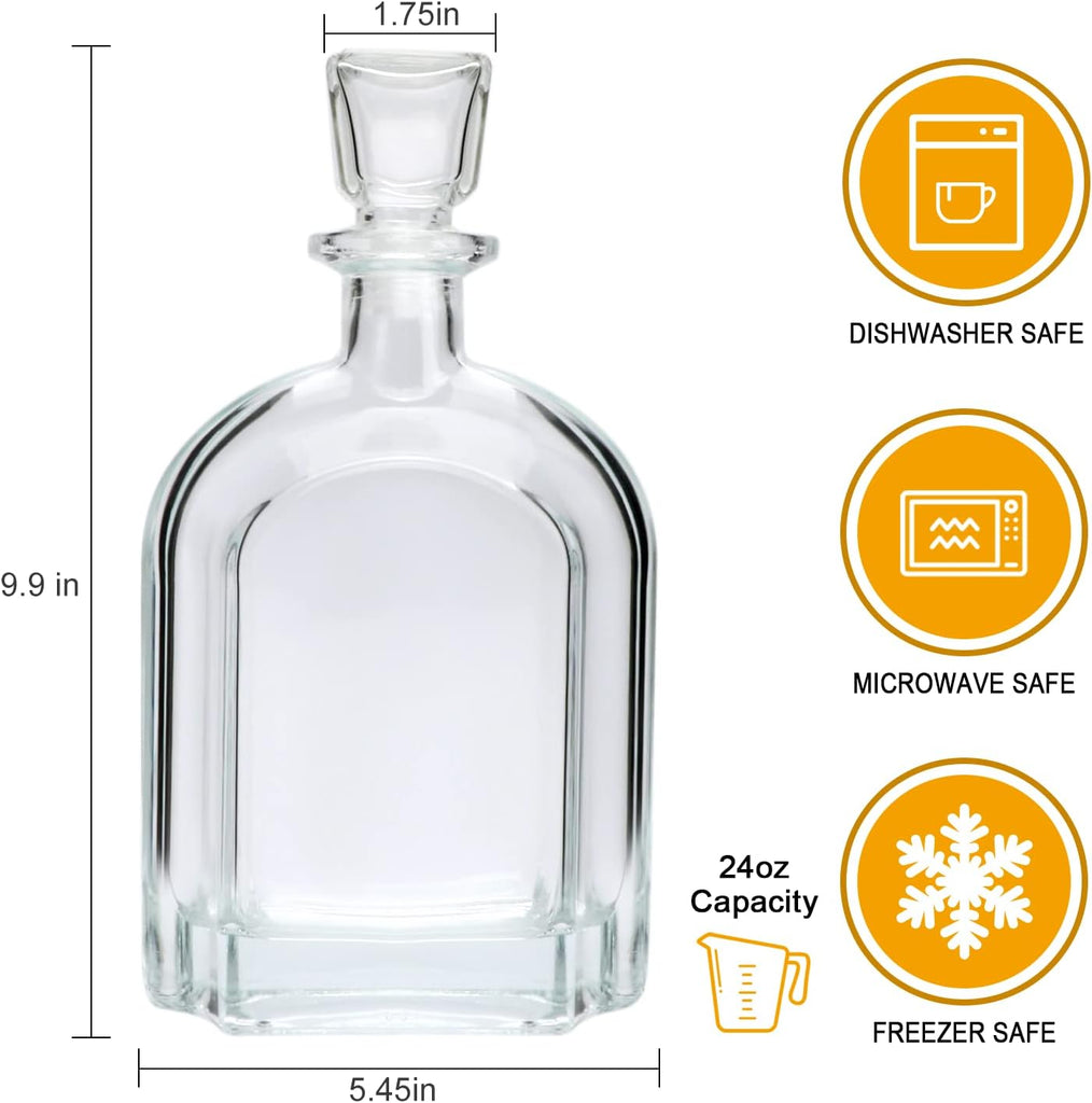 24oz Whiskey Decanter with Glass Stopper, Decanter Set - Set of 2