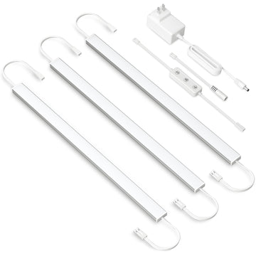 Under Cabinet Lighting Plug in. 3 PCS 12 Inches Likable Slim Bright Light Bars. Dimmable 14W Under Cabinet Lights