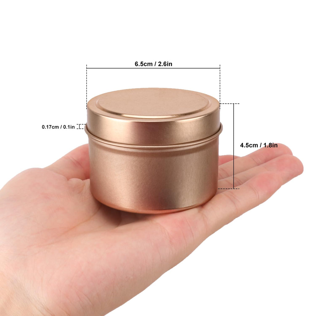48 Pack 4 oz Rose Gold Tins with Lids, Candle Containers, Empty Candle Jars Bulk, Candle Jars for Making Candles