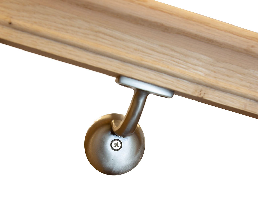 Solid Red Oak Handrail Kit with Wall Returns and Wall Mount Brackets (Matching Screws Included). 6010 Profile