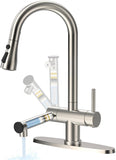 Kitchen Faucets with Filtered, Stainless Steel Filter Kitchen Faucet with Pull Down Sprayer Reduces Lead, Chlorine