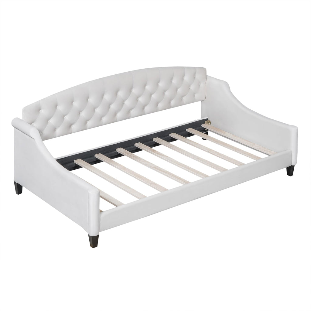 Twin Size Modern Luxury Tufted Button Daybed, Upholstered Twin Daybed Frame, Sofa Bed, Twin, Beige