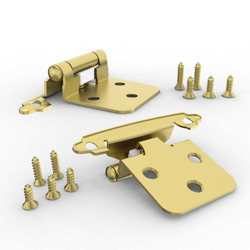 1/2" Overlay Cabinet Hinges, 20 Pack Self Closing Flush Mount Hinges with Door Bumper, Variable Decorative Hardware