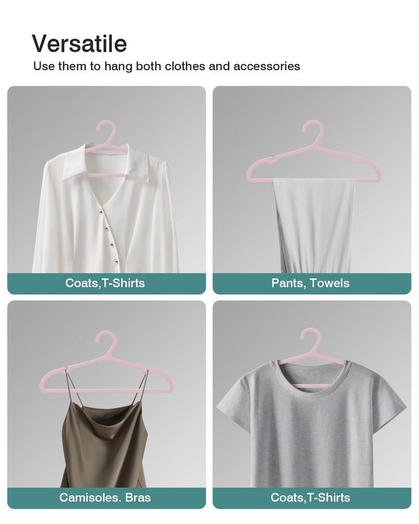 50 Pack Clothes Hangers, Non Slip Plastic Coat Hangers, Space Saving Hangers, Heavy Duty, Hanging Dry Wet Clothes