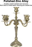 Gold Candle Holders,Metal Candelabra,5 Arms Wedding Event Candle Stand,Holiday Decorative Accessories Vintage Modern