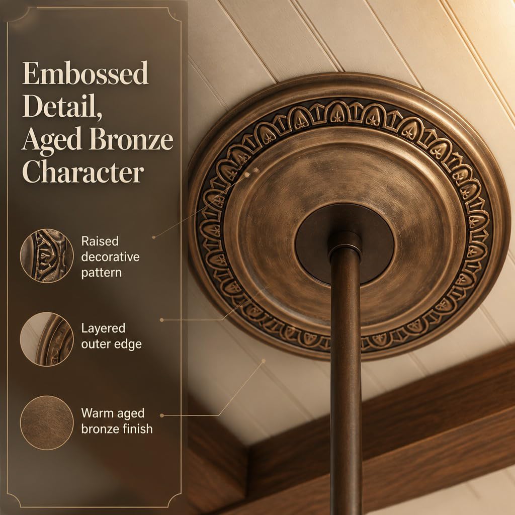Ceiling Medallion 12"OD x 3.94"ID PU Ceiling Medallion for Light Fixtures European Style Ceiling Light Decorative Fan