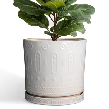 Ceramic Pots for Plants 12 Inch - Large Ceramic Planters for Indoor Plants Outdoor Modern Flower Pot with Drainage