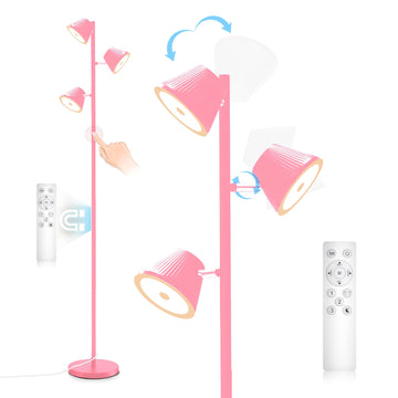 42W LED Tree Floor Lamp, 68" Modern Dimmable Floor Lamps with Remote & Touch Control, with 3 Rotatable Lights 4 Color