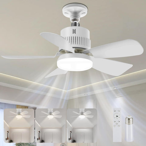 Light Socket Fan with Remote(Pairing Required), Soft 1000LM & CRI 80+ Eye-Friendly, High-Speed Ultra-Quiet, Memory Function, Durable Light Bulb Fan for Garages, Laundry Rooms, Closets, Porches, Attics A101-B0DT4DFHY9
