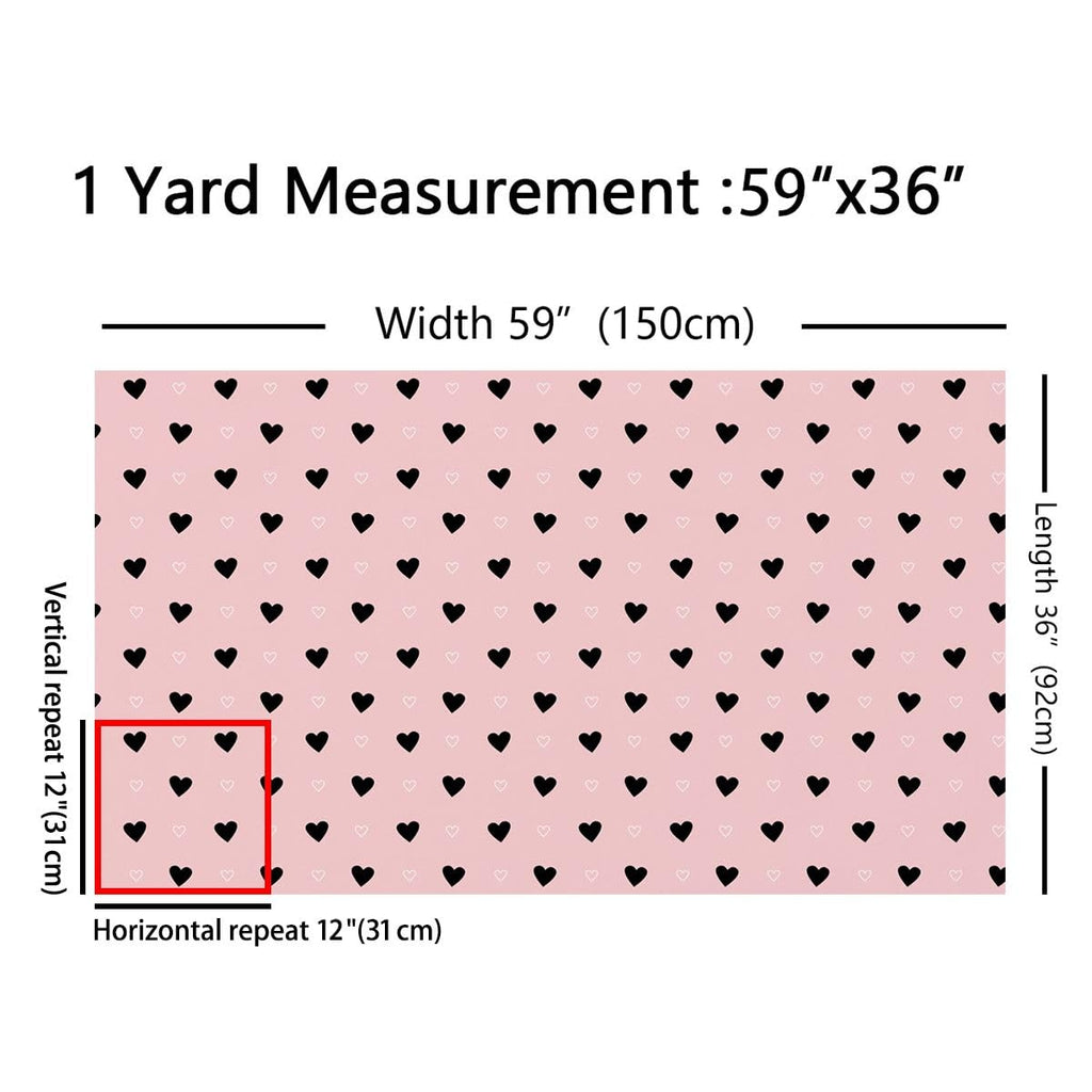 Cute Heart Pattern Fabric By the Yard, 5 Yards