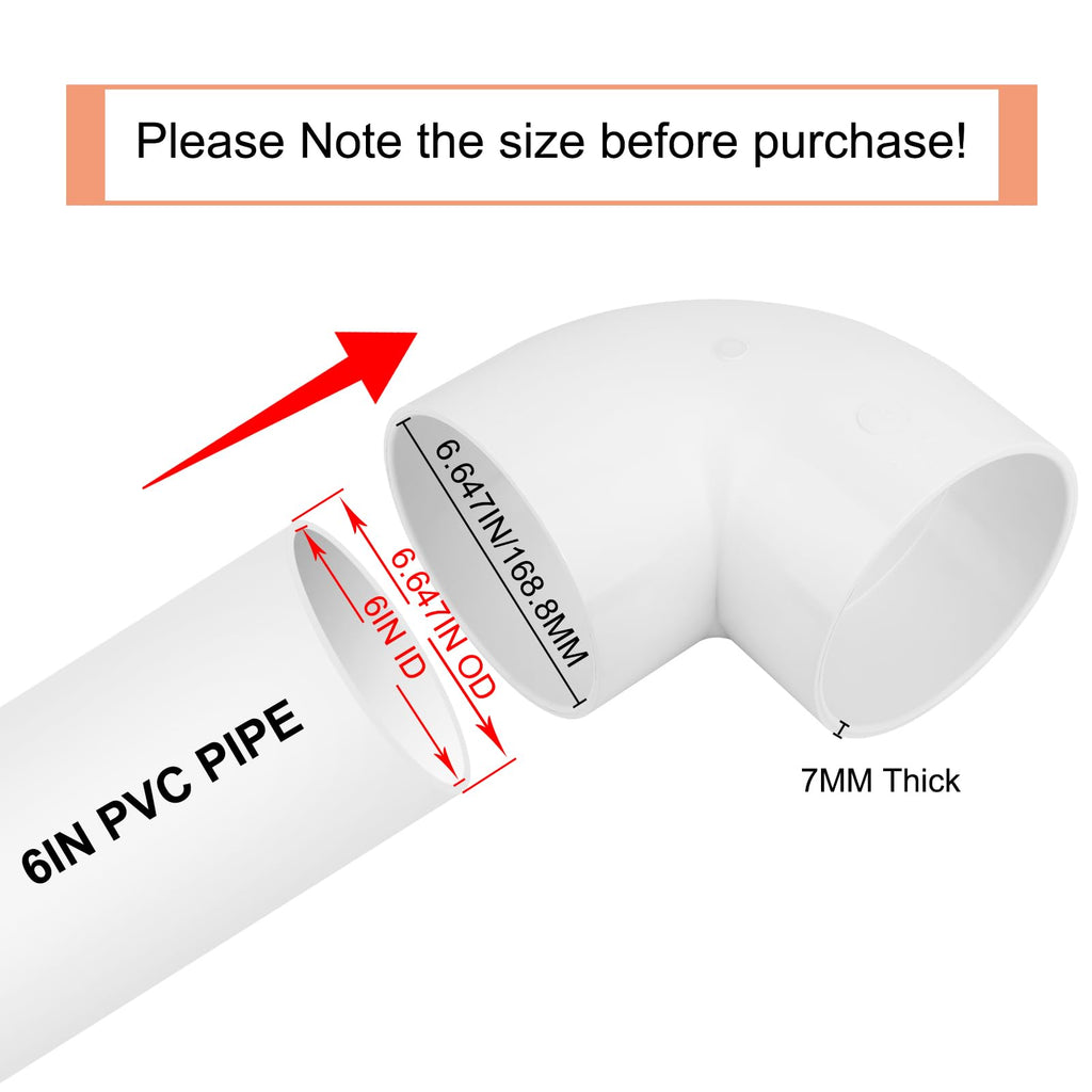 6 Inch 90 Degree Elbow 2 Way Right Angle PVC Pipe Fitting
