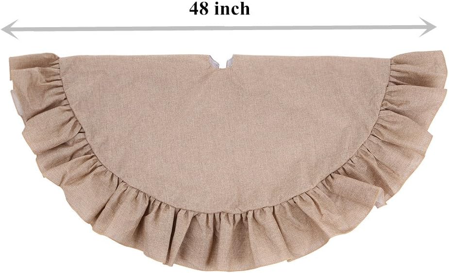 X.Sem 48'' Jute Burlap Christmas Tree Skirt with Ruffled Border Holiday Collection (Original)