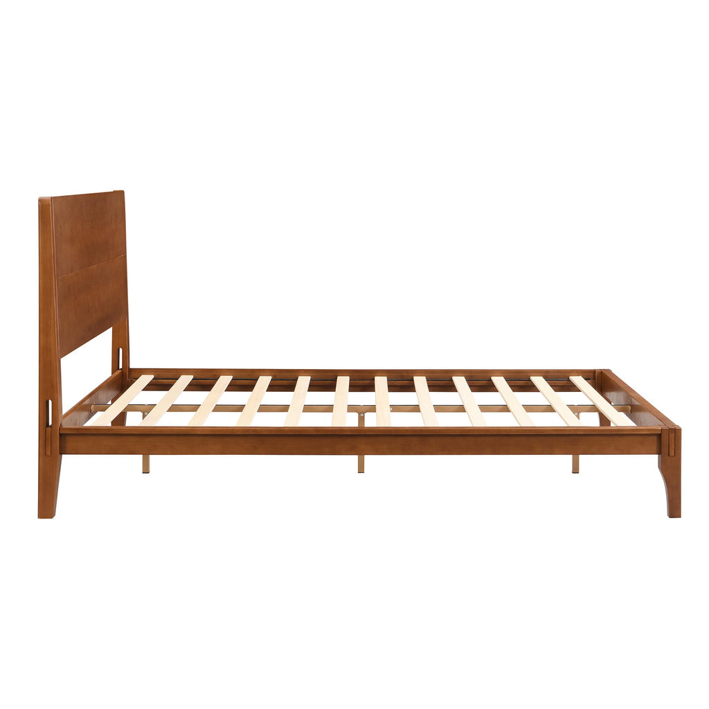 Mid-Century Modern Queen Size Platform Bed Frame, 12 Inch, Solid Bamboo Wood, Eco-Friendly Design with Wood Slat