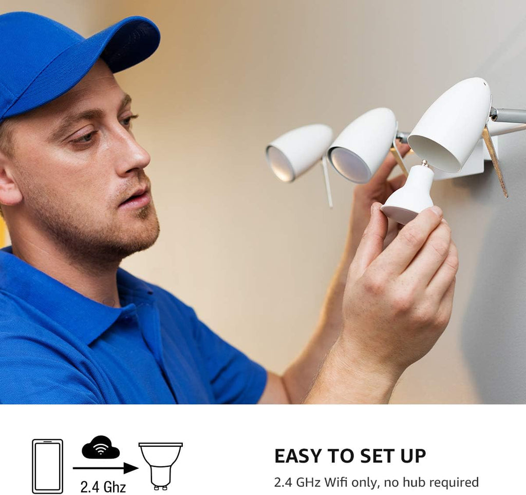 Alexa GU10 LED Light Bulbs - 50W Halogen Equivalent Smart GU10 Bulb Works with Alexa & Google Assistant,Voice and App