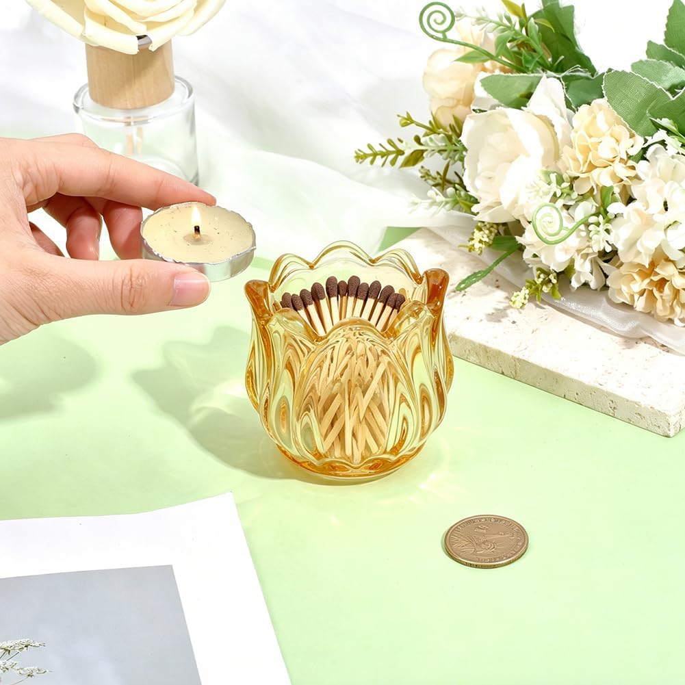 1pc Matches Holders Yellow Glass Bottle Jar for Lighting Candles Match Box Matchstick Holder Jar for Scented Candle
