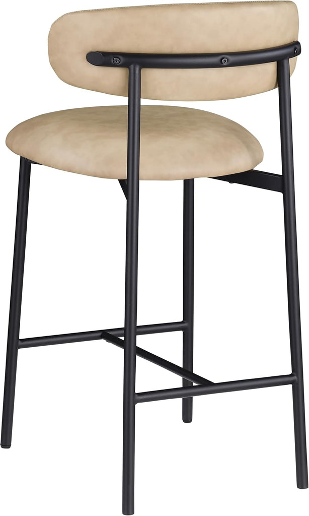 996Tan-C Lupita Collection Modern | Contemporary Counter Stool with Soft Tan Vegan Leather, Matte Black Metal Frame