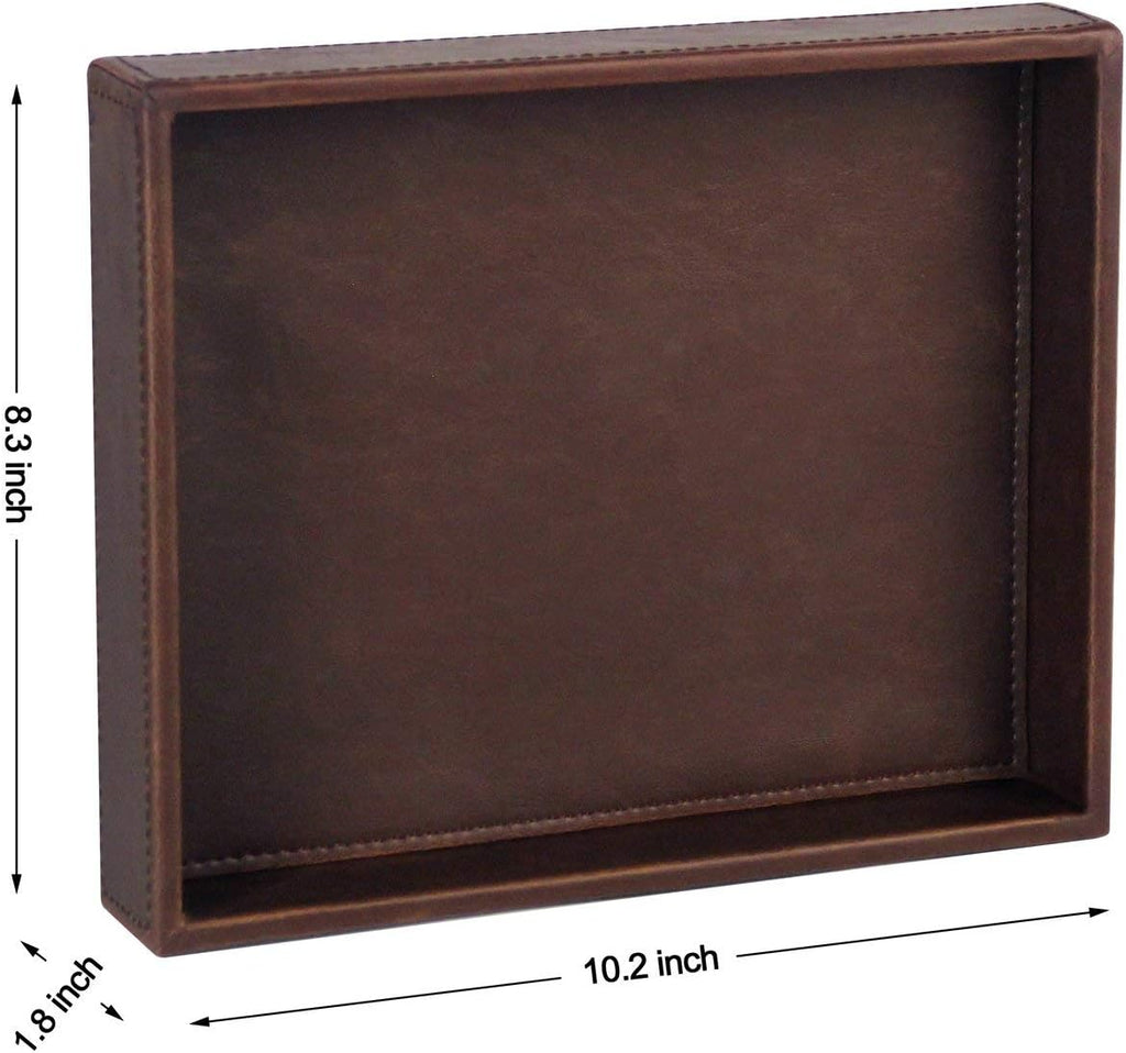 Decorative Vanity Tray, Desktop Storage Organizer, Catchall Tray, Valet Tray, Nightstand or Dresser Organizer, PU