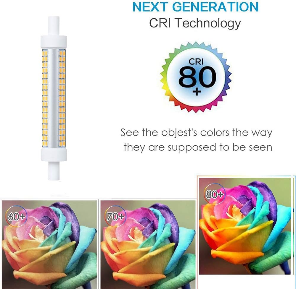 R7S LED Bulb 118mm Dimmable 10W Corn Light Bulbs 2 Pack 102 LEDs 2835 SMD R7S Base Double Ended Floodlight 80W
