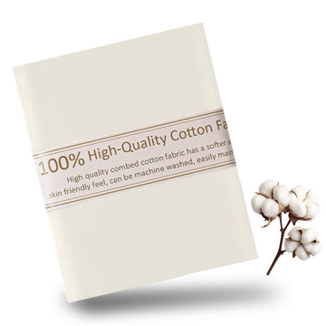 Ivory Cotton Fabric for Sewing 59 Inch Wide Natural 100% Cotton Poplin Fabric by The Yard Soft Embroidery Cotton