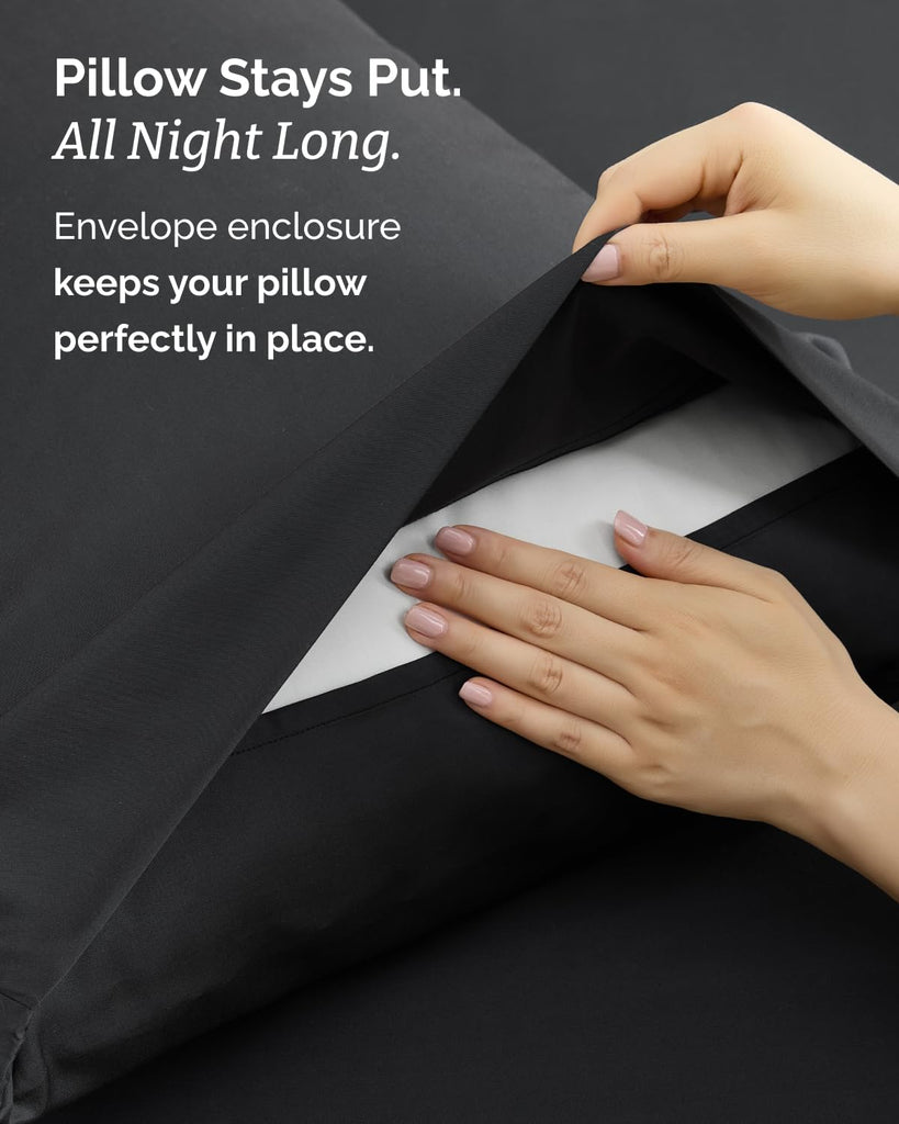 100% Rayon Derived from Bamboo - Bed Sheets Set Queen Size - Black