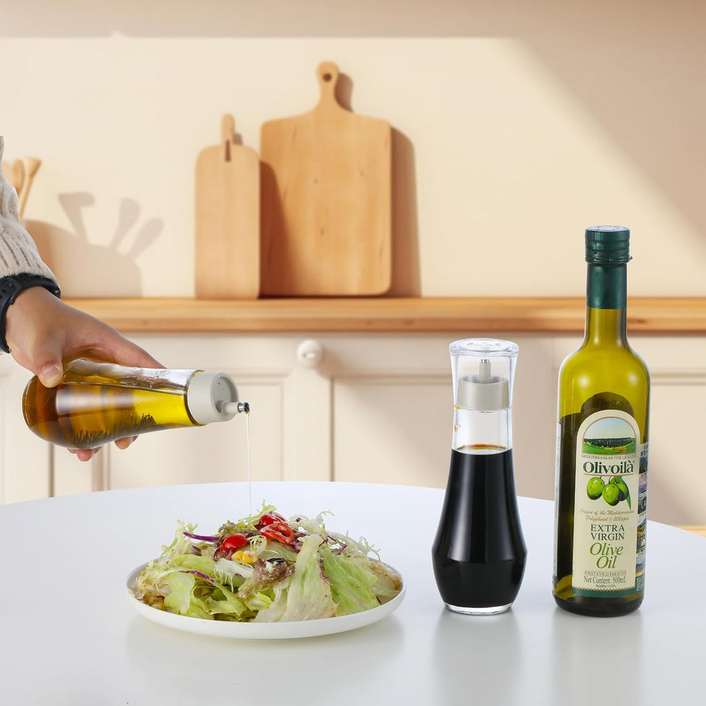 Diamond Olive Oil Dispenser Bottle,Oil and Vinegar Dispenser,Elegant Glass Cooking Oil Dispenser,Dispenser Bottle - Set of 2