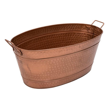 Large Oval Copper Plated Metal Tub Farmhouse Decor Beverage Cooler for Drinks Multipurpose Planter Bucket With