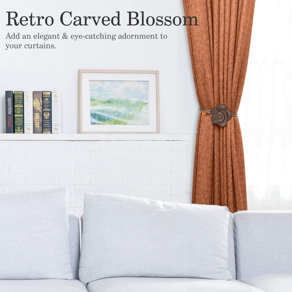 Magnetic Curtain Tieback, Vintage Curtain Holdback, Resin Flower Curtain Ties with Rope Drapery Retro Window Curtain